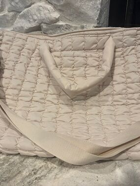 Target Quilted Cream Tote with Wide Shoulder Strap